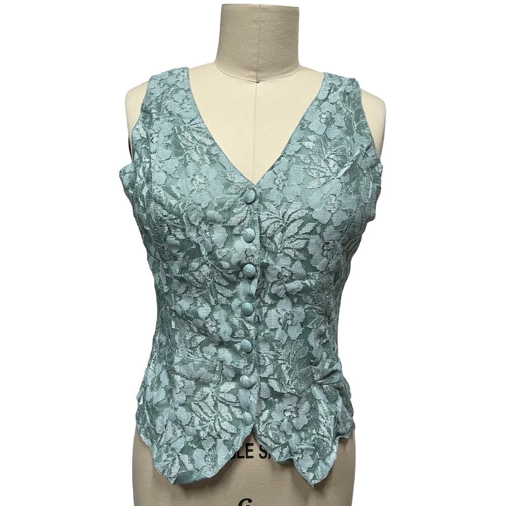 Vintage NWT Whimsigoth Romantic Boho Layered Vest Womens Lace 90s 80s Floral